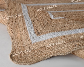 Jute Rug- Scalloped Rug, Jute Scalloped Rug, Bohemian Scallop Rug, Natural Jute Area Rug, Jute Rug Rectangular, Jute Scallop Rug, Custom Rug