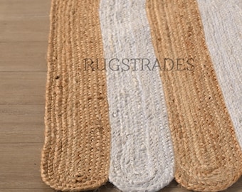 Handmade Jute Scallop Runner Rug: Bohemian Wave Edge