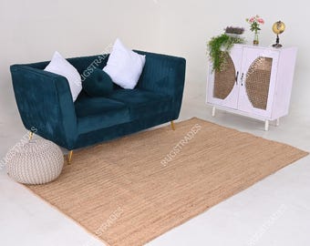 Natural Jute Braided Handmade Natural Jute Rectangle Rug Eco Friendly Pure Vegan Living Room Jute rug area rug Jute rug Warm Rug