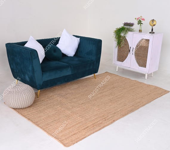Natural Jute Braided Handmade Natural Jute Rectangle Rug Eco Friendly Pure Vegan Living Room Jute rug area rug Jute rug Warm Rug