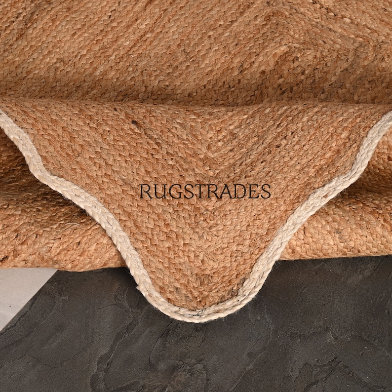 Scallop Jute Rug Natural Jute Wavy Edge Rug Scalloped Border Rug ...