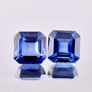 1 Pair Natural Royal Blue Ceylon Sapphire Square Cut Loose Gemstone GIT Certified-AAA+ Top Quality Sapphire-Ring & Jewelry Making Gemstone