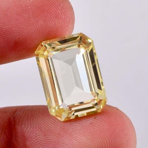 20.70 Ct Natural Yellow Ceylon Sapphire Emerald Cut Loose Gemstone Certified 13x18 MM-AAA+ Top Quality Sapphire-Ring & Jewelry Making Gems