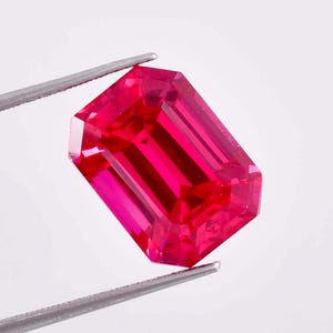 15.45 Ct Natural Burmese Red Painite Emerald Cut Loose Gemstone GIT Certified 10x14 MM-AAA+ Top Quality Painite-Ring & Jewelry Making Gems