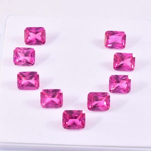 50 Pcs Natural Royal Pink Ceylon Sapphire Emerald Cut Loose Gemstone GIT Certified-AAA+ Top Quality Sapphire-Ring & Jewelry Making Gemstone