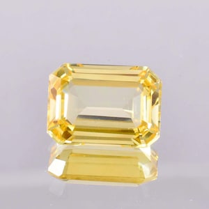 22.00 Ct Natural Yellow Ceylon Sapphire Emerald Cut Loose Gemstone Certified 13x18 MM-AAA+ Top Quality Sapphire-Ring & Jewelry Making Gems