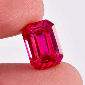 14.85 Ct Natural Burmese Red Painite Emerald Cut Loose Gemstone GIT Certified 10x14 MM-AAA+ Top Quality Painite-Ring & Jewelry Making Gems