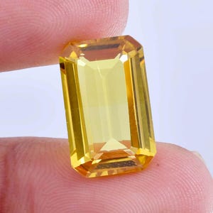 15.00 Ct Natural Yellow Ceylon Sapphire Emerald Cut Loose Gemstone Certified 11x18 MM-AAA+ Top Quality Sapphire-Ring & Jewelry Making Gems