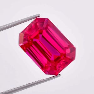 13.65 Ct Natural Burmese Red Painite Emerald Cut Loose Gemstone GIT Certified 10x14 MM-AAA+ Top Quality Painite-Ring & Jewelry Making Gems