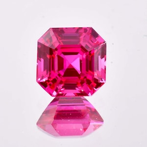 16.20 Ct Natural Mogok Pinkish Red Ruby Asscher Cut Loose Gemstone GIT Certified 13x13 MM-AAA+ Top Quality Ruby-Ring & Jewelry Making Gems