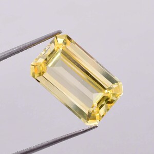 11.55 Ct Natural Yellow Ceylon Sapphire Emerald Cut Loose Gemstone Certified 10x16 MM-AAA+ Top Quality Sapphire-Ring & Jewelry Making Gems