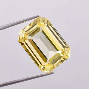 22.55 Ct Natural Yellow Ceylon Sapphire Emerald Cut Loose Gemstone Certified 13x18 MM-AAA+ Top Quality Sapphire-Ring & Jewelry Making Gems