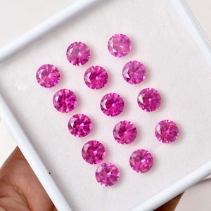 10 Pcs Natural Royal Pink Ceylon Sapphire Round Cut Loose Gemstone GIT Certified-AAA+ Top Quality Sapphire-Ring & Jewelry Making Gemstone