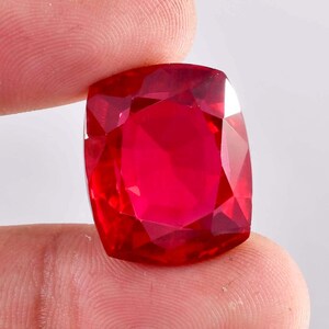 42,55 ct naturlig mozambikisk blodröd rubin kuddslipad lös ädelsten GIT-certifierad 17 x 21 MM-AAA+ rubin av högsta kvalitet - ringar och smyckestillverkning