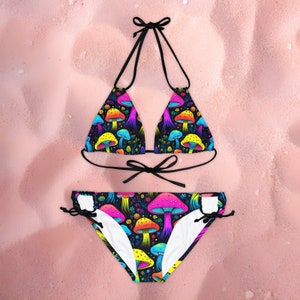 Trippy Pilze String Bikini Set - Rave Wear, Festival Outfit, Damen Bademode Set, Made in USA