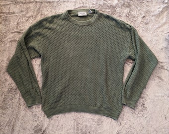 Vintage 90s Duplex Knit Sage Green Sweater