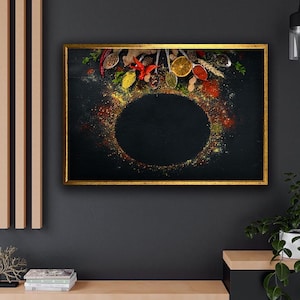 Spices Canvas Print, Herbs and Spices Wall Art, Indian Spices Canvas Art, Food Art Print, Kitchen Wall Decor, Cooking Gifts, Modern Art