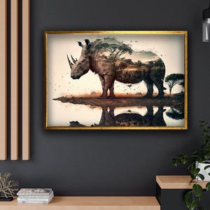 Nashorn Leinwand Kunst, Nashorn Leinwand Druck, Wildtier Wand dekor, Tier Druck für Zuhause & Büro, Natur Liebhaber Geschenk