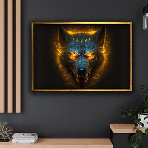 Burning Wolf Canvas Art Print | Wild Animal Wall Decor | Nature-Inspired Home Decoration | Gift for Wilderness Lovers