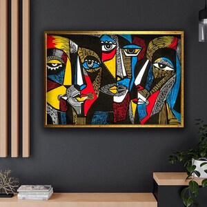 Human Face Canvas Art, Colorful Face Wall Art, Contemporary Art Canvas, Colorful Abstract Faces Art, Modern Home Decor, Gift for Christmas