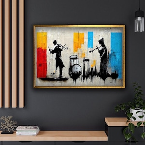 Musicians Canvas Art, Colorful Abstract Canvas Print, Music Wall Decor, Gift for Music Lovers, Musician Portrait, Music Room Decoration