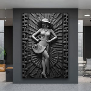 Stone Woman Canvas Painting, Beautiful Woman in a Hat Canvas Art, Woman Wall Art, Modern Woman Canvas Print