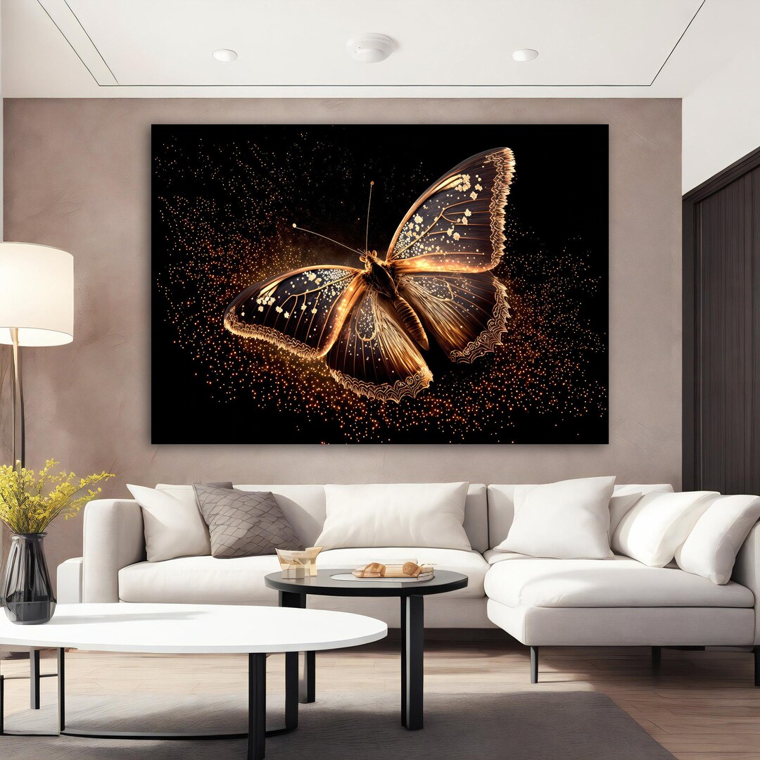 Gold Butterfly on Canvas 4”x4” main image 0