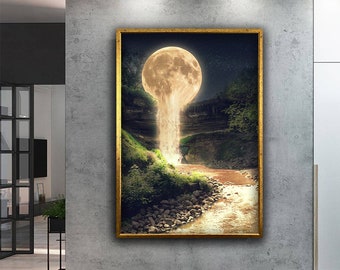 Full Moon Print, Moon Wall Art, Enchanted Full Moon Art