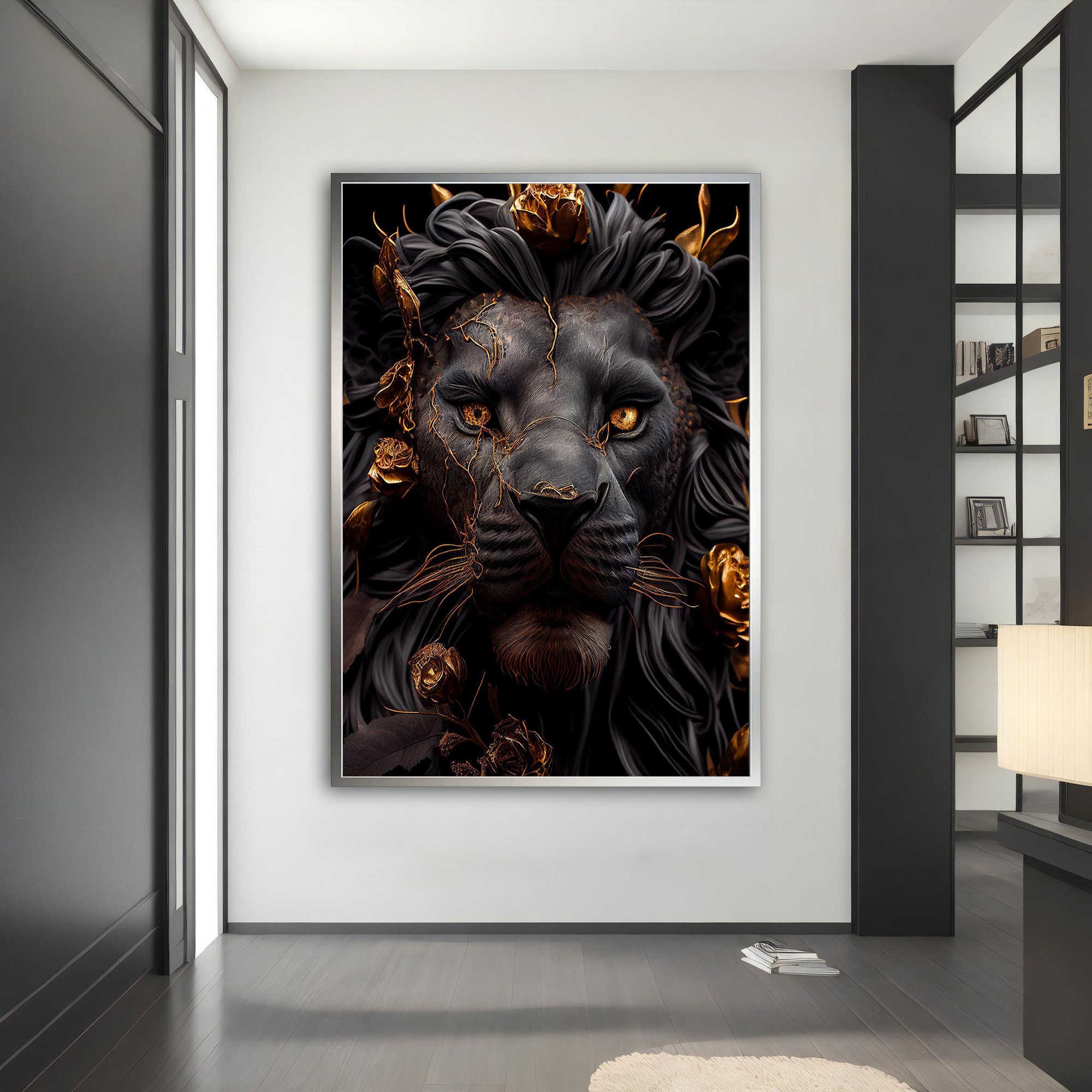 Black Lion Wall Art Decor Canvas Printing