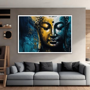 Gold Buddha Canvas Print, Buddha Wall Art, Buddha Poster, Asian Wall Art, Buddha Painting