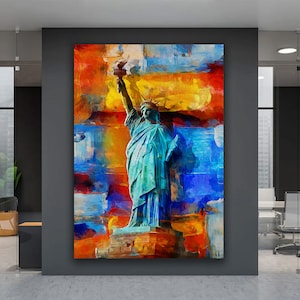 Statue of Liberty Canvas Wall Art, New York City Wall Decor, Liberty Statue Poster, Iconic Sculpture Wall Art, Colorful Liberty Statue Art