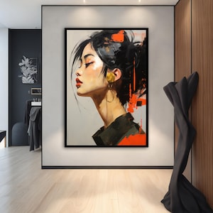 Asian Woman Canvas, Beautiful Women Canvas Print, Home Decor, Woman Painting ,Ethnic Woman Art, Framed Canvas,Decor For Gift