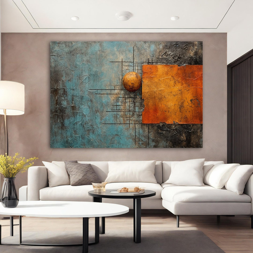 Orange and Blue Abstract Canvas Print, Abstract Art, Orange and Blue