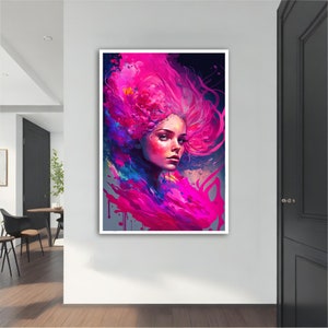 Pink Woman Abstract Art, Woman Wall art, Art print, Canvas wall art, Abstract Art, Modern Wall Art, Living Room Wall Art,