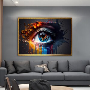 Colorful Eye Canvas Painting, Abstract Eye Print Canvas, Eye Wall Art, Colorful Art Print, Surreal Eye Painting