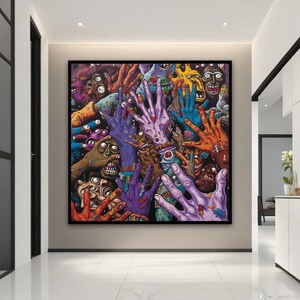 Monster Hands Graffiti Painting, Graffiti Monster Canvas Art, Wall Art Street Art Print, Pop Art Decor , Graffiti Print , Halloween Canvas