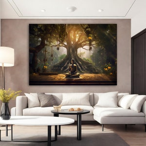Mystic Buddha Canvas Art, Buddha in Meditation Wall Decor, Buddha Canvas  Print, Buddha Wall Art, Asian Canvas Painting,