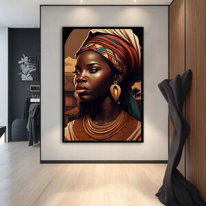 Ethnic Canvas wall art, Black Woman Wall Art, Canvas Wall Art, Ethnic Woman Wall Art, Colorful Woman Canvas Art