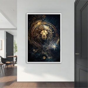 Gold Lion Canvas Painting, Gold Lion Poster, Gold Lion Wall Art, Lion Art, Home Decor, Animal Wall Decor