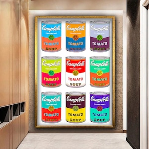 Poster Pop Art Campbell&#39;s Tomato Soup, Andy Warhol Tomato Soup Wall Decor, Tin of Tomato Soup Canvas, Andy Warhol Tomato Soup Print