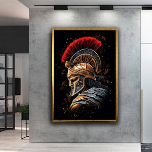 Spartan Warrior Canvas Art, Spartan Hero Canvas Painting , Ancient Ages Greek Warrior Wall Art, Warrior Canvas Print Art, Soldier Wall Decor