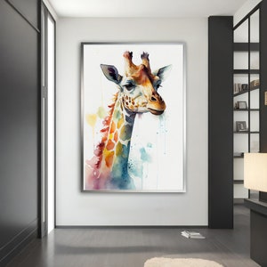 Giraffe Leinwand Gemälde, Giraffe Poster, Giraffe Wand Kunst, Giraffe Kunst, Wohnkultur, Tier Wandkunst