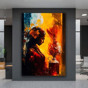 Woman Canvas Art, Abstract Woman Canvas Painting, Ethnic Woman Wall Art, Colorful Woman Art Print, Modern Home Decor, Gift for Christmas