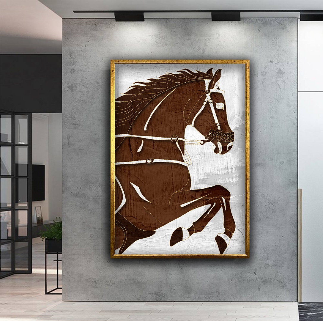 Brown Horse Wall Art, Bucking Brown Horse Wall Art, Horse Canvas Print