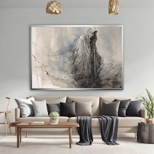 Grim Reaper Canvas Wall Art, Grim Reaper Halloween Canvas , Ghost Painting, Halloween Art, Horror Art, Creepy Art Print, Gothic Print