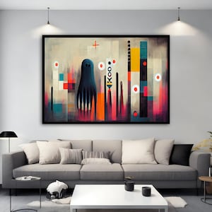 Surreal Octobus Canvas Painting, Octobus Wall Decor, Colorful Surreal Canvas Art, Surrealist Wall Art Print on Canvas