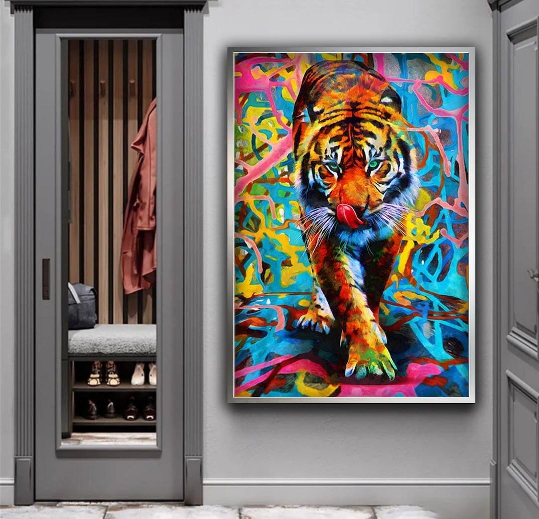 Colorful Tiger Canvas Art, Tiger Canvas Print, Animal Canvas Painting