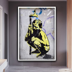 Banksy Street Art Canvas, Child Bathing Under the Fountain Canvas, Banksy Canvas Wall Art,  Street Art Wall Decor, Giraffiti Home Art