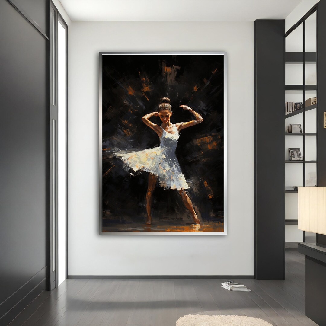 Ballerina Canvas Painting, Abstract Ballerina Print Wall Art, Ballerina