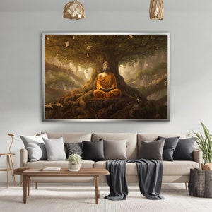 Meditation Buddha Canvas Painting, Buddha Print Canvas, Buddha Print Wall Art, Asian Wall Art, Buddha Canvas